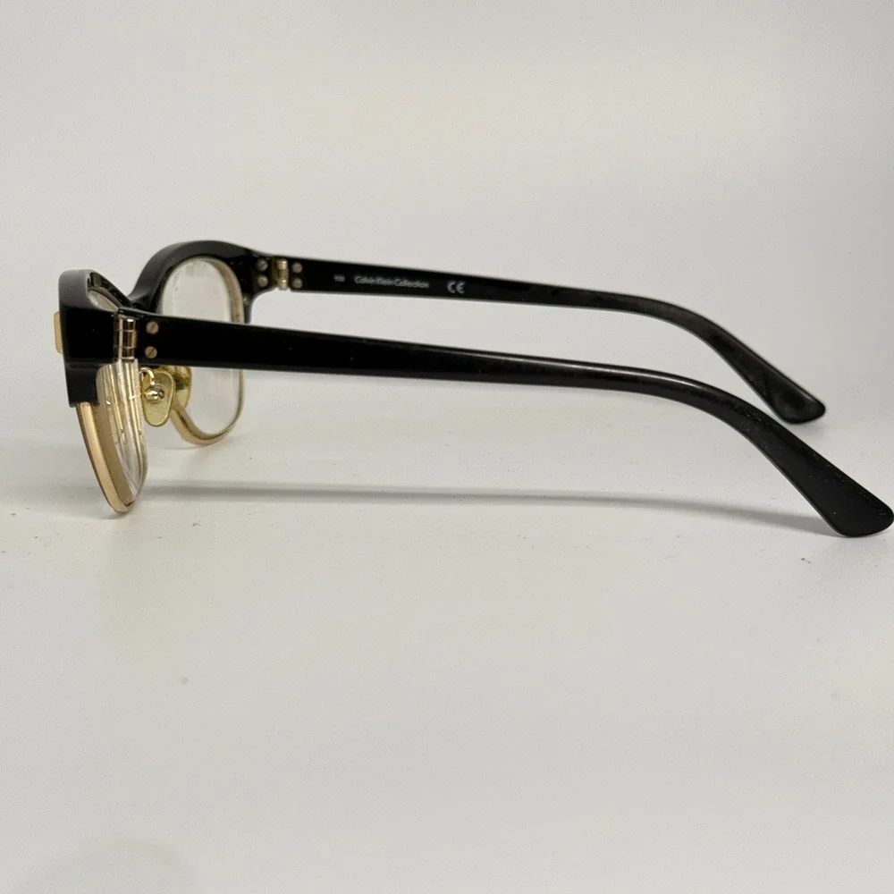 Calvin Klein Collection 835C 001 Cat Eye‎ Eyeglasses Black Gold 49-20-135
